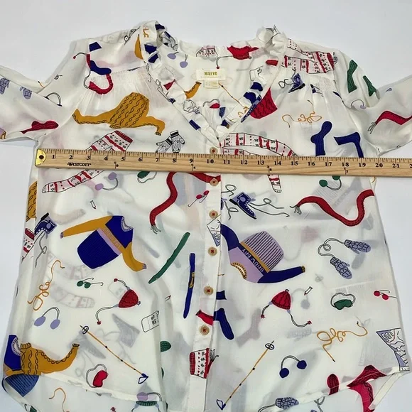 Anthropologie Maeve Marisol Ruffled Ski Blouse Top Size 2 EUC - Picture 5 of 12